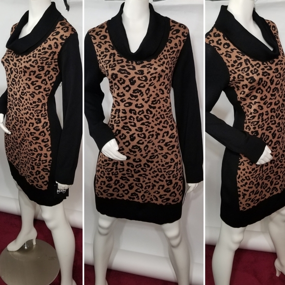 by & by Leopard Sweater Dress - Picture 3 of 3